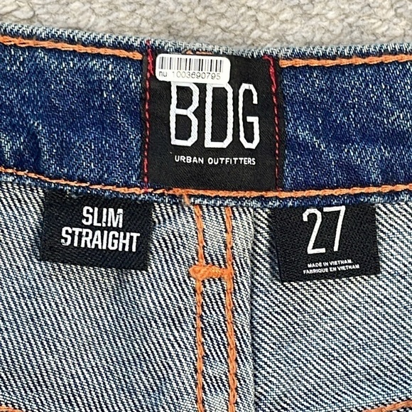 BDG Full Zip Leg Slim Straight Tapered Jeans High Rise Rigid Denim Sz 27 - Picture 9 of 15